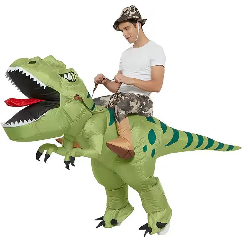 1Pcs Halloween Adults Inflatable T-Rex Dinosaur Costume Suit Cosplay Funny Air Blow-Up Suits Carnival Christmas Theme Party