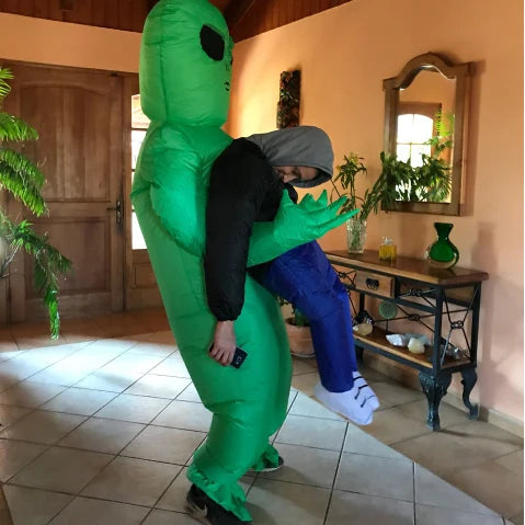 ET Alien Inflatable Suit Alien Monster Inflatable Costume Scary Green Alien Cosplay Costume for Adult Party Festival Stage