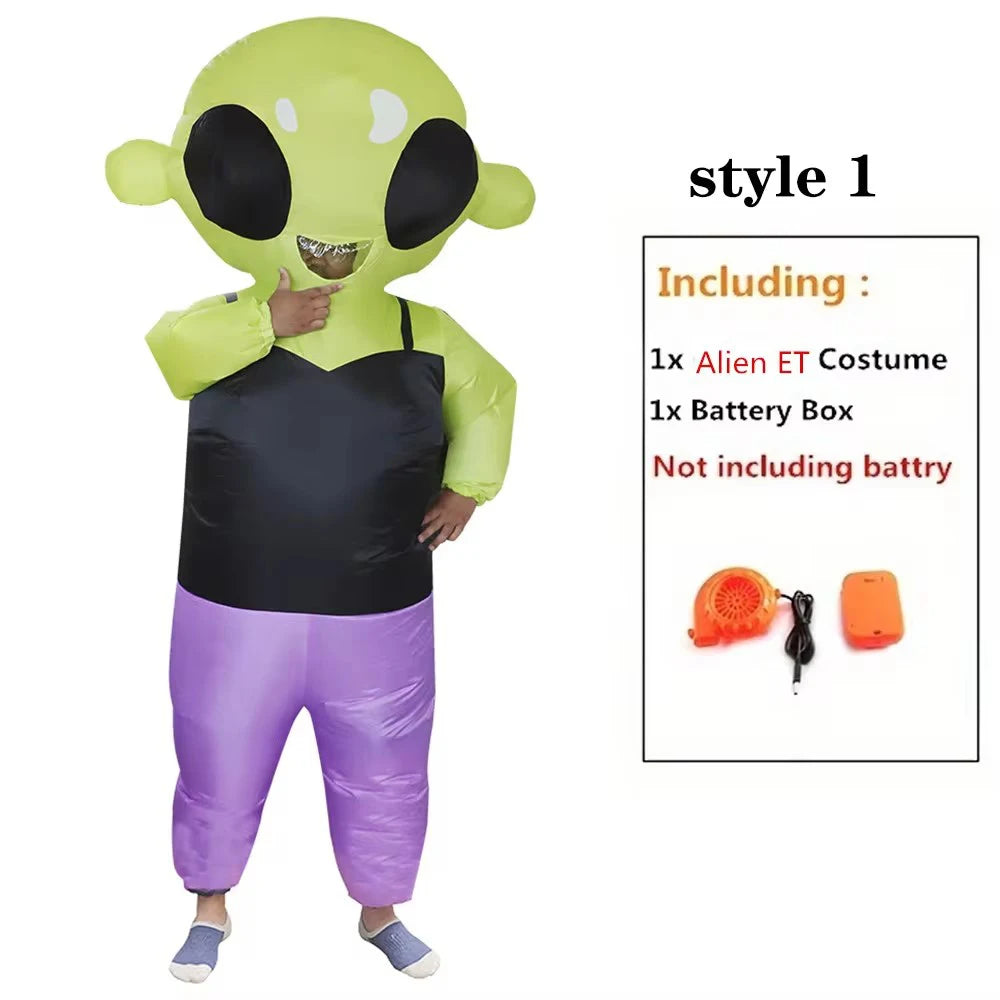 ET Alien Inflatable Suit Alien Monster Inflatable Costume Scary Green Alien Cosplay Costume for Adult Party Festival Stage