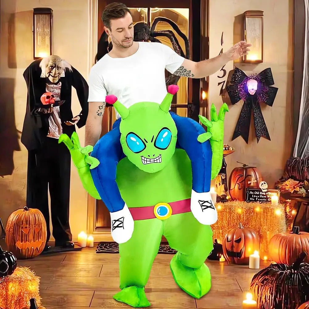 Alien Costume Adult Inflatable Costume Blow up Costume Ride on Suit Onesie Fancy Party Cosplay Dress Halloween Costumes for Men