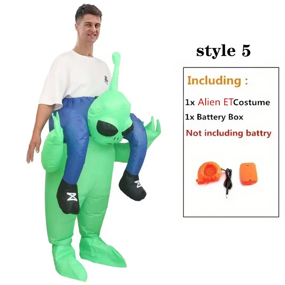 ET Alien Inflatable Suit Alien Monster Inflatable Costume Scary Green Alien Cosplay Costume for Adult Party Festival Stage